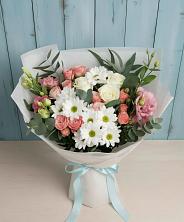 Букет цветов из:  Розы, Лизиантусы и Хризантемы в Тоннельном
