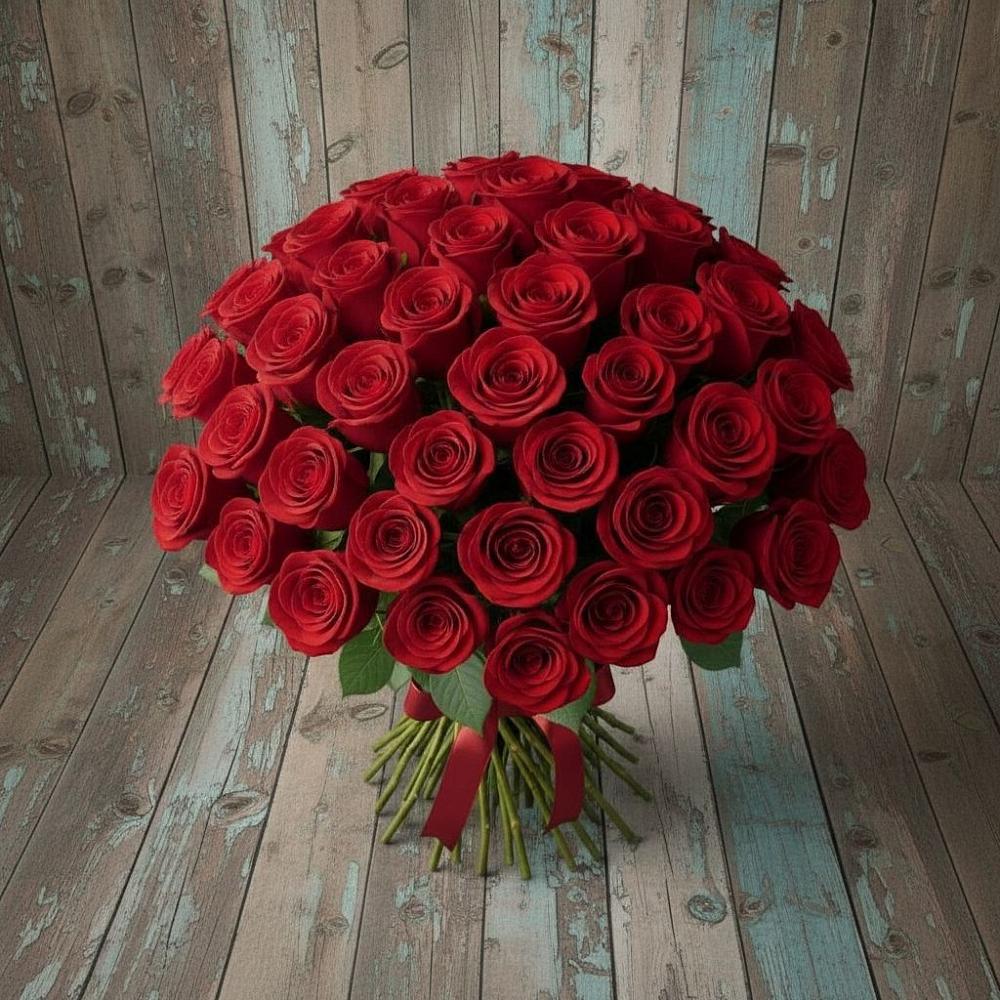 Букет 55 Красных роз Фридом в Тоннельном