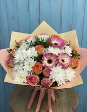Букет цветов из:  Розы, Герберы и Хризантемы в Тоннельном
