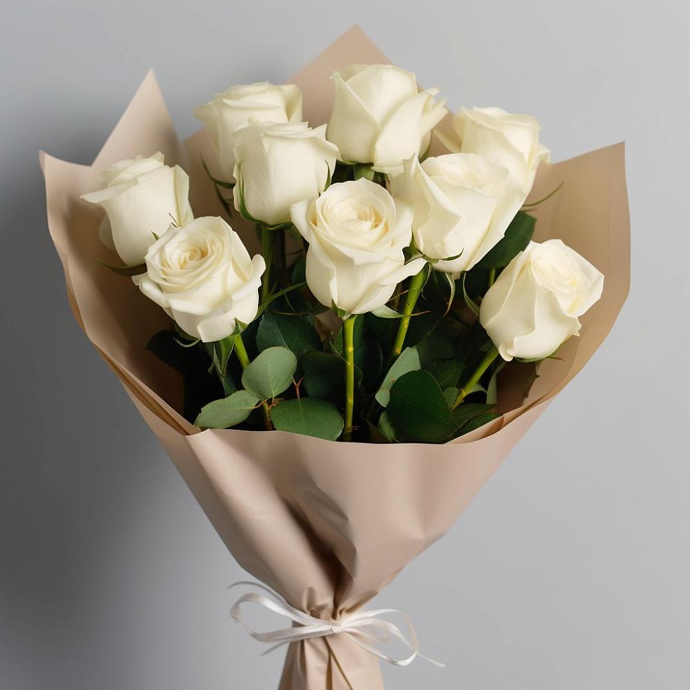 Букет 9 Белых роз Эдлесс Лав в Тоннельном