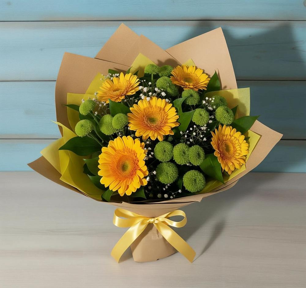 Букет цветов из: Герберы и Хризантемы в Тоннельном