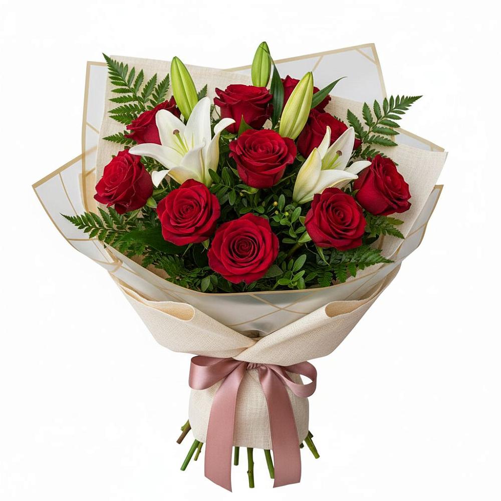 Букет цветов из: Лилии и Розы в Тоннельном