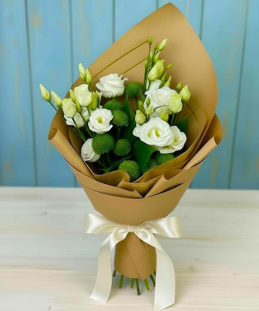 Букет цветов из: Хризантемы и Лизиантусы в Тоннельном