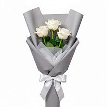 Букет 3 белые розы в Тоннельном