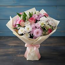 Букет цветов из:  Хризантемы, Альстромерии и Розы в Тоннельном