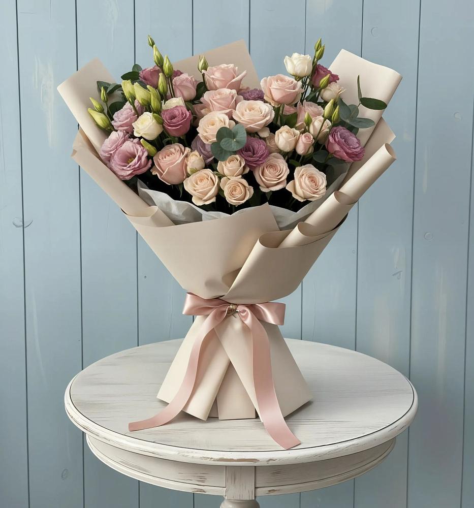 Букет цветов из: Розы и Лизиантусы в Тоннельном