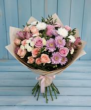 Букет цветов из:  Хризантемы, Розы и Альстромерии в Тоннельном