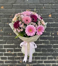 Букет цветов из:  Герберы и Хризантемы в Тоннельном