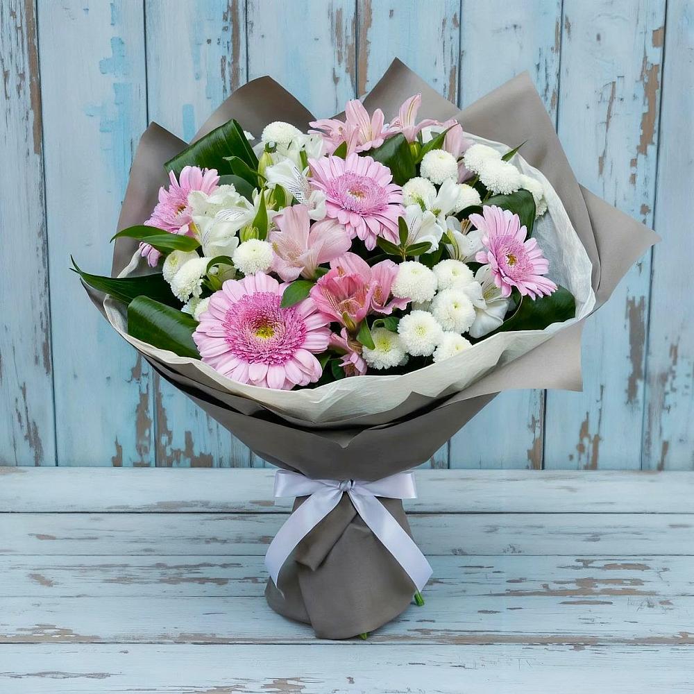 Букет цветов из: Герберы, Альстромерии и Хризантемы в Тоннельном