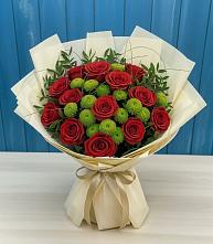 Букет цветов из:  Розы и Хризантемы #REPLACE_PRED# Тоннельном