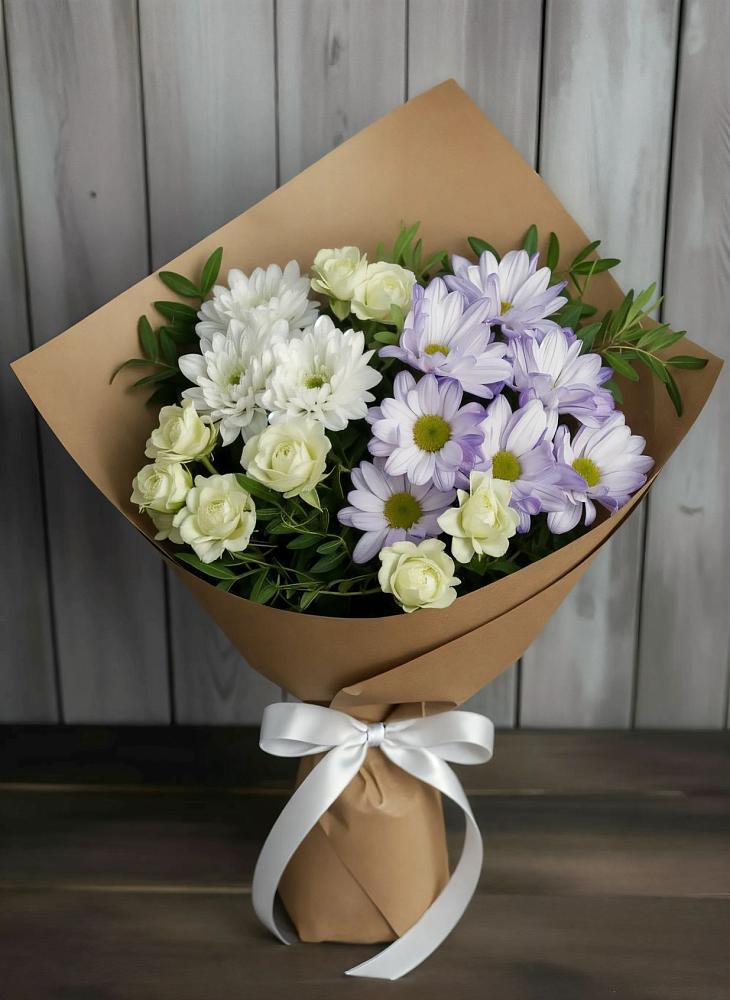 Букет цветов из: Хризантемы и Розы в Тоннельном