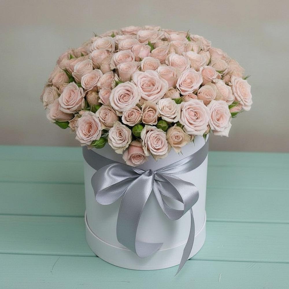 Цветочная композиция из Розы в шляпной коробке в Тоннельном